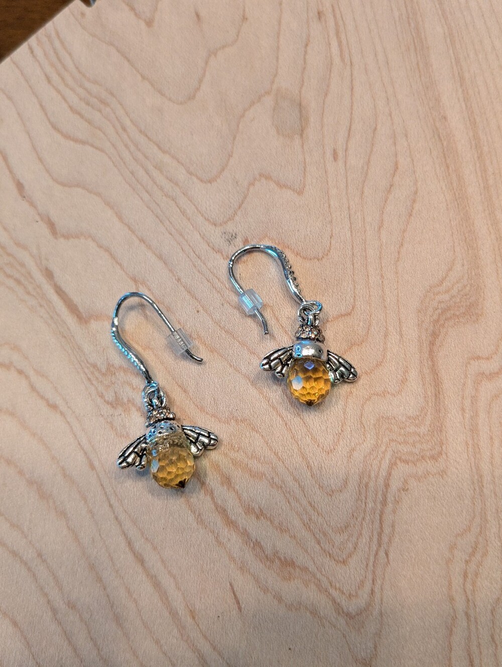 Faceted Crystal Honey Bee Drop Earrings